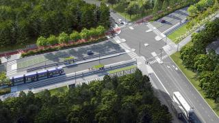 Havainnekuva Vantaan ratikasta Kuusikossa 